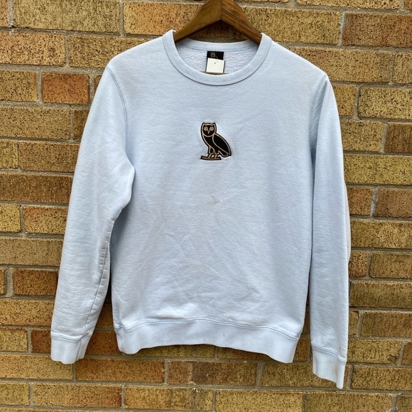 Octobers Very Own Classic Owl Logo Sweatshirt OVO Crewneck Light Blue Small - Picture 3 of 10